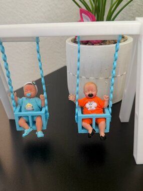 Mini ZURU Baby Dolls Double Swing Set | 3D Printed Playground Accessory -